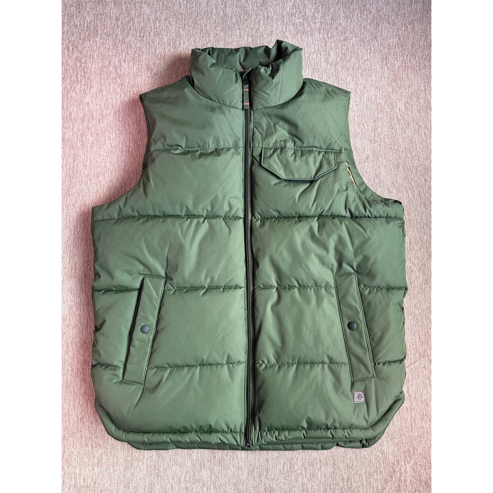 Hawke & Co Outfitter Mens Olive Green Puffer Vest Quilted Full Zip Size Medium